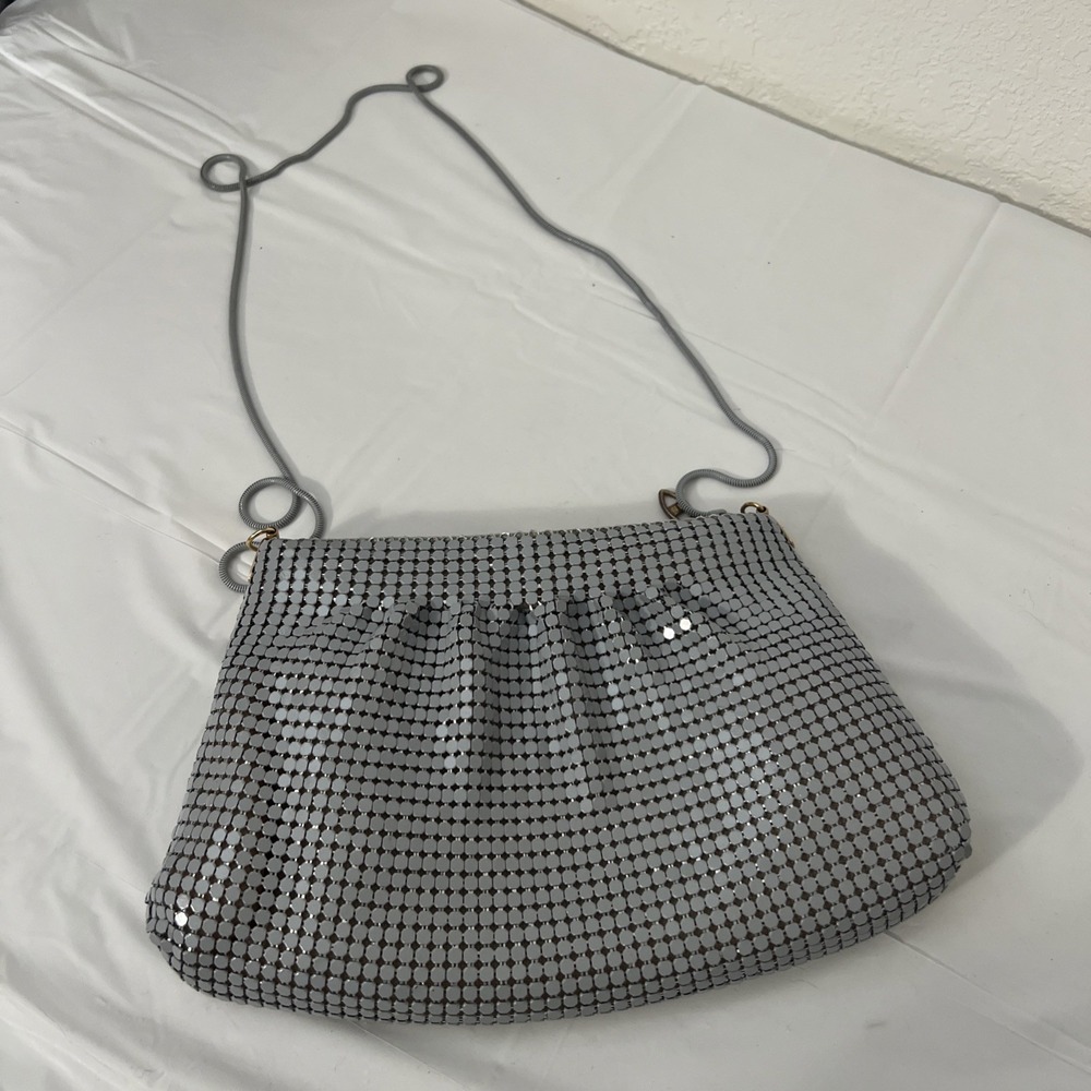 ELKA Silver Sparkle Metal Mesh Evening Bag Crossover‎ Purse Shoulder Vintage
